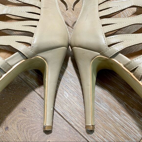 GALERIE-18 Women’s Sz 7.5 Open Toe Strappy Laser Cut Out High Heels Stilettos - Picture 7 of 13